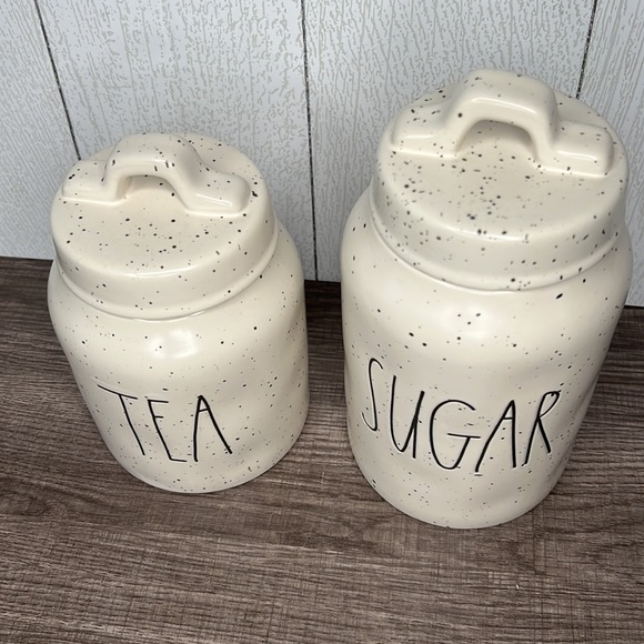 Rae Dunn Sugar & Tea Canisters White/Black Storage Containers NWT! - Picture 4 of 4